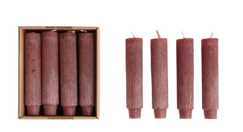 Set of 12 Orange Unscented Taper Candles