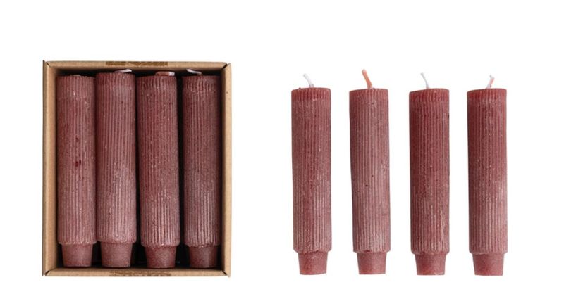 Set of 12 Orange Unscented Taper Candles