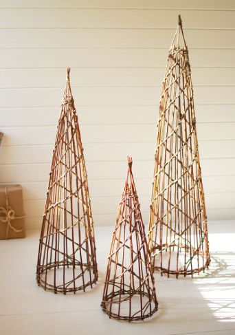 Set of Three Twig Nesting Cone Trees