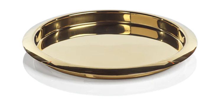 Gold Round Serving Tray 13.75"Dia.