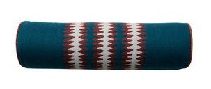 24"W x 10"Dia. Blue, Red & White Bolster Pillow