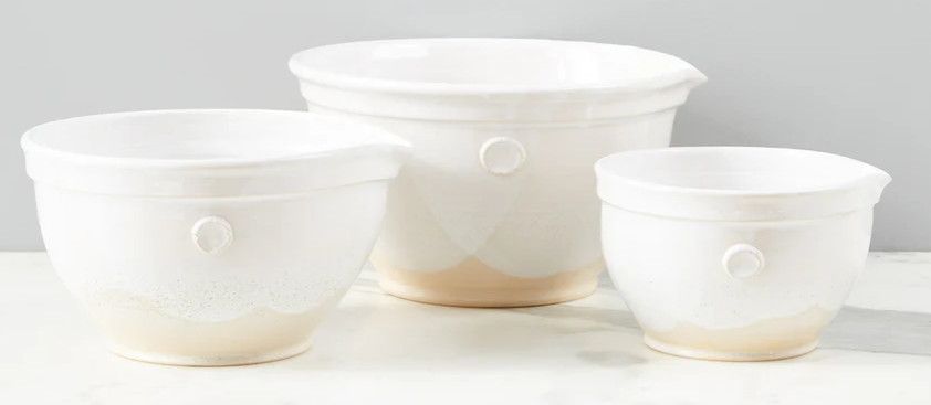 Medium Ivory Handthrown Mixing Bowl 7.5"Dia. x 4"H
