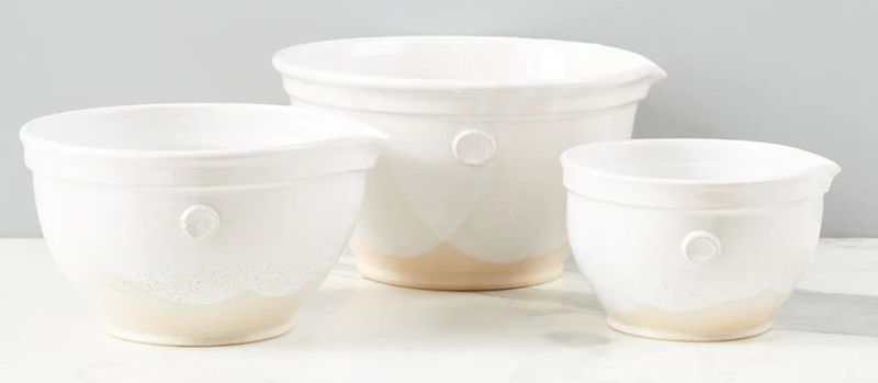 Medium Ivory Handthrown Mixing Bowl 7.5"Dia. x 4"H