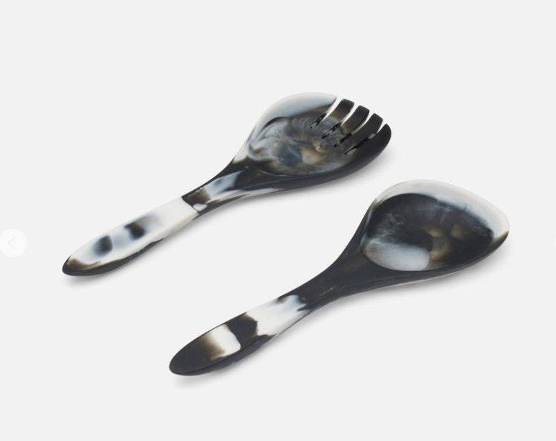 Set of Two Black Resin Flatware Utensils