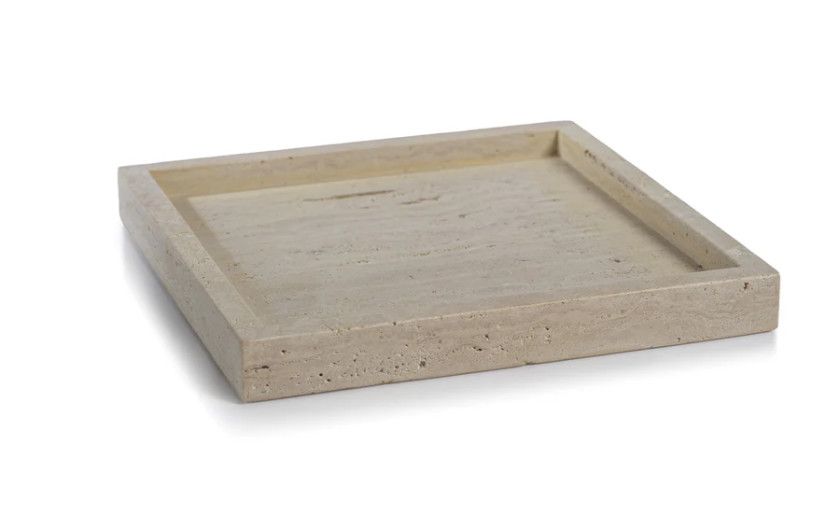 Natural Travertine Marble Tray 11"W x 1.25"H