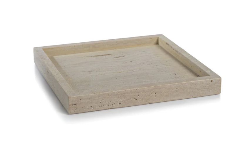 Natural Travertine Marble Tray 11"W x 1.25"H