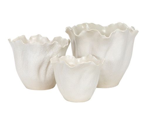Large White Coral Vase 16"Dia. x 12"H