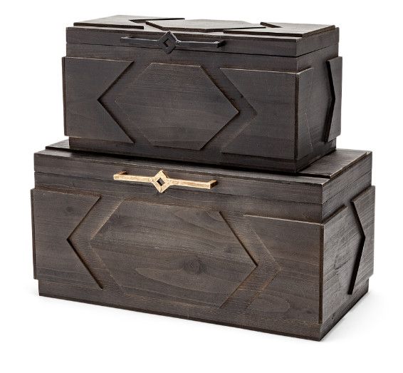 Dark Stained Wood Box 21"L x 11"W x 10"H