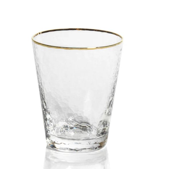 Clear Old Fashioned Glass w/ Gold Rim
