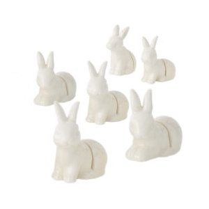 White Ceramic Bunny Name Card Holders