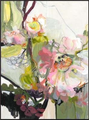 Multi-Colored Abstract Giclee w/ Black Wood Floater Frame  51.75"W x 69.75"H