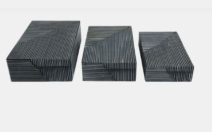 Navy & White Resin Striped Box 12"