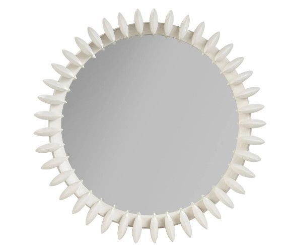 Round Textural White Cast Aluminum Mirror 38"W x 4"D x 38"H