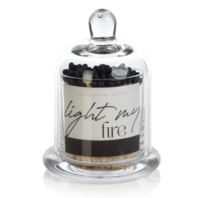 Black Tipped Matches in Glass Cloche