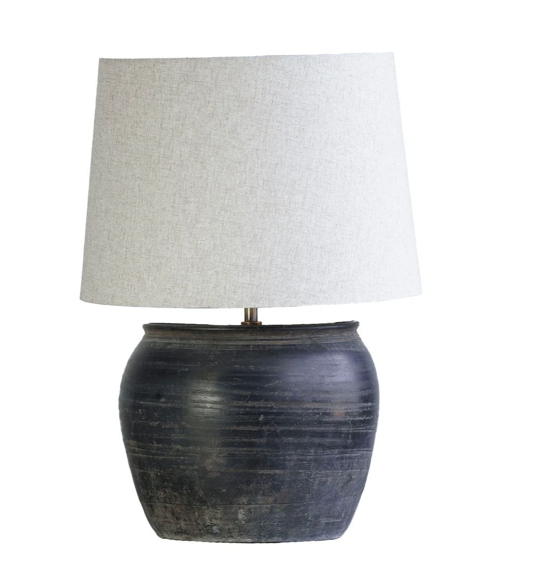 Vintage Black Pot Table Lamp 19.5"Dia. x 27.75"H