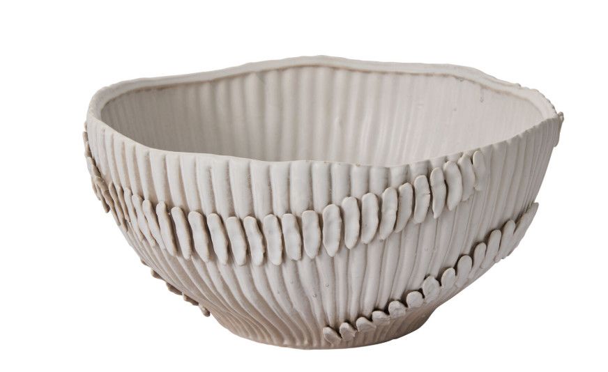 Large Grey Textured Ceramic Bowl 16.25"Dia. x 7.75"H