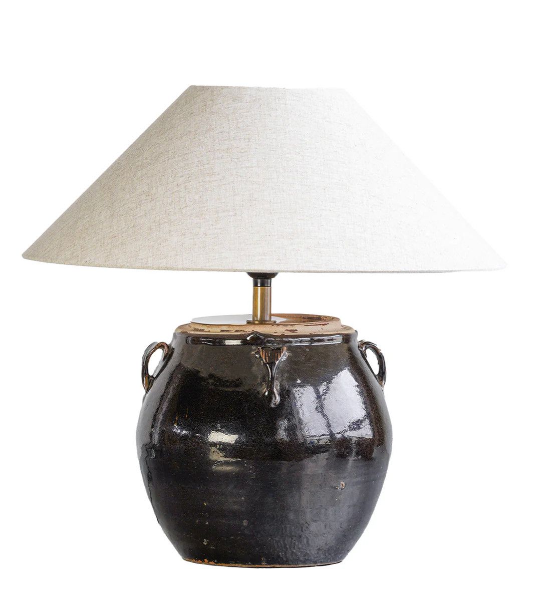 Vintage Glazed Pot Table Lamp 19.5"Dia. x 19.75"H
