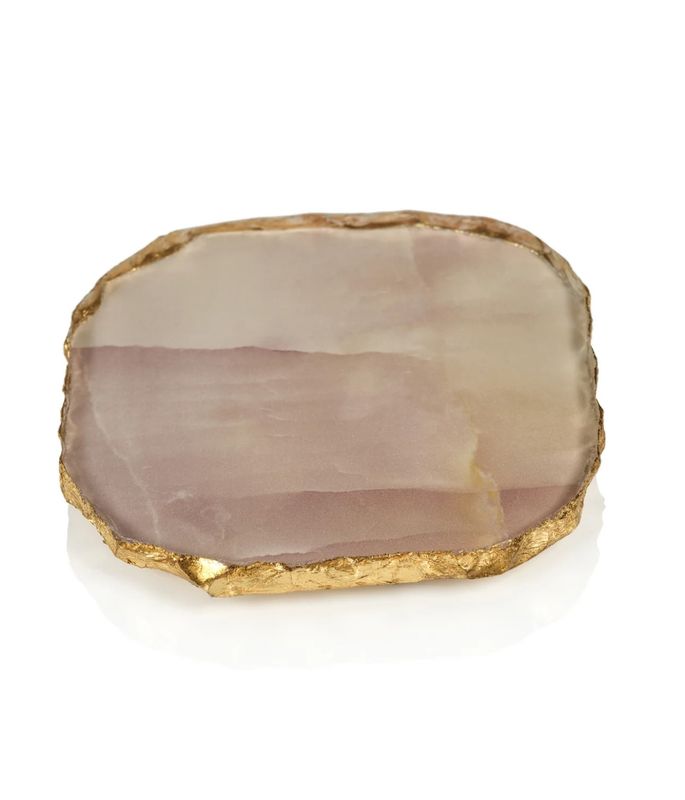 Set of Four Pink Agate Coasters