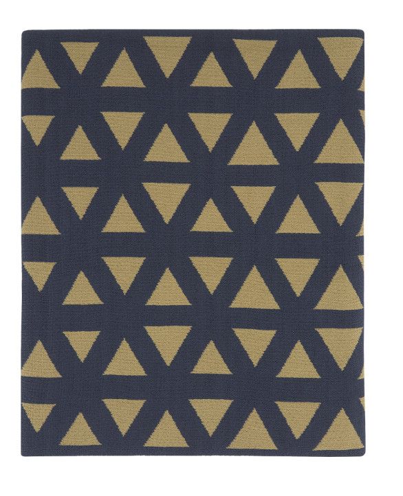 100% Polypropylene Blue Geometric Knitted Throw 45" x 70"
