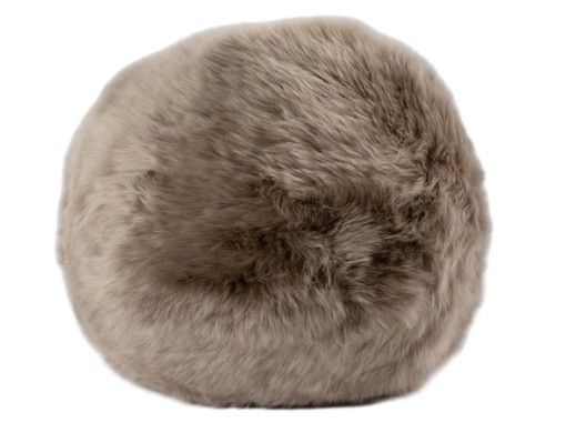 Neutral Long Wool Round Pillow 11"Dia.