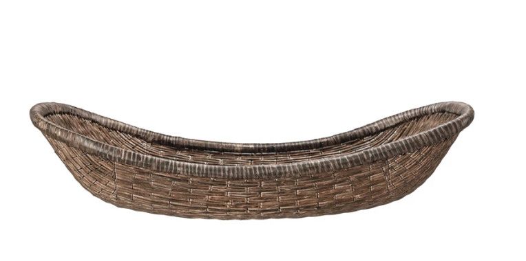 Woven Wicker Basket 34.25"L x 19.5"D x 8.5"H