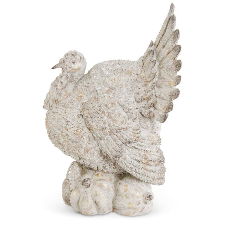 White Resin Distressed Turkey on Pumpkins