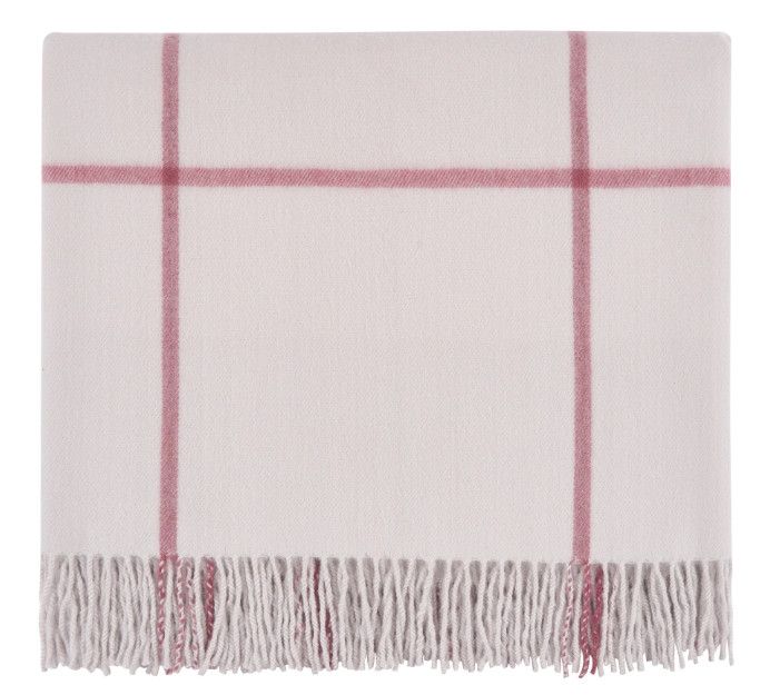 Neutral & Pink Striped Throw w/ Fringe Detail 50" x 68"