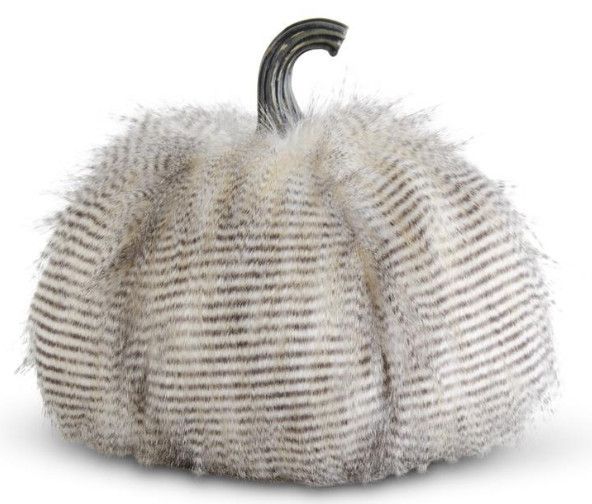 Large Gray Faux Fur Pumpkin