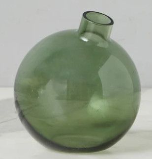Green Glass Sphere Vase 4.8"Dia. x 4.9"H