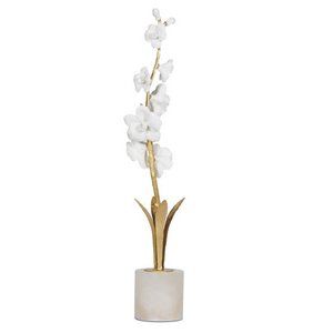 White Porcelain Floral Sculpture 6"W x 5"D x 26"H