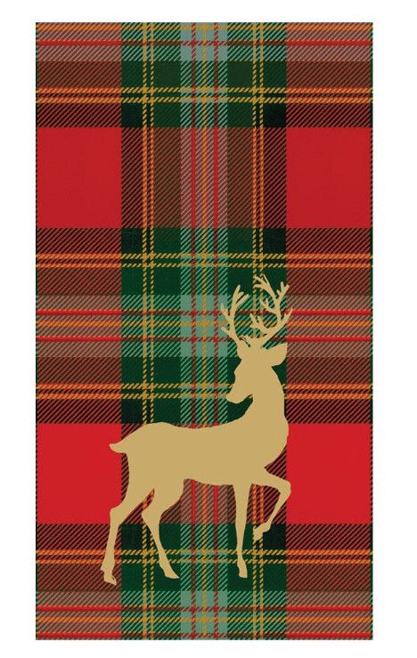 Red & Green Plaid Reindeer Guest Towels