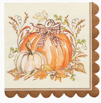 Pumpkin Cocktail Napkins w/ Scalloped Edge