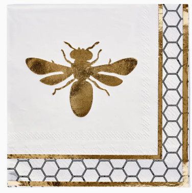 Metallic Gold Honeybee Cocktail Napkins