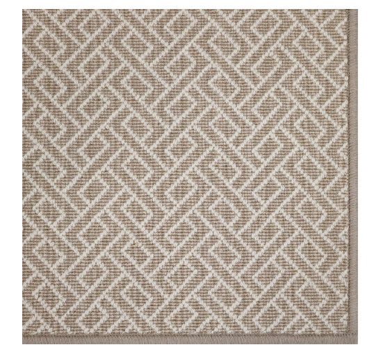 100% Wool Wilton Woven Neutral Geometric Rug w/ Serged Edge 2' x 3'