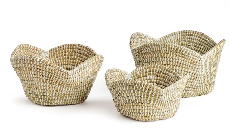 Medium Hand-Woven Natural Rivergrass Sculpted Basket 15.75" x 15.5" x 8.25"
