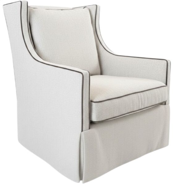 Swivel Glider Lounge Chair in Neutral Crypton Upholstery w/ Contrast Welt 32”W x 37”D x 38”H