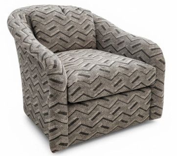 Swivel Lounge Chair in Charcoal Geometric Upholstery 33"W x 38"D x 29"H