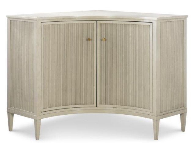 Cerused Oak Corner Cabinet with Reeding & Brass Hardware 38.25"W x 38.25"D x 36.25"H