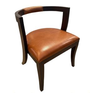 Dining Chair in Leather Upholstery w/ Tack Trim Detail & Stained Oak Wood Frame 24"W x 23"D x 30"H