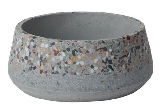 Grey Ceramic Bowl with Multi-Color Accents 9.75"Dia. x 4.25"H