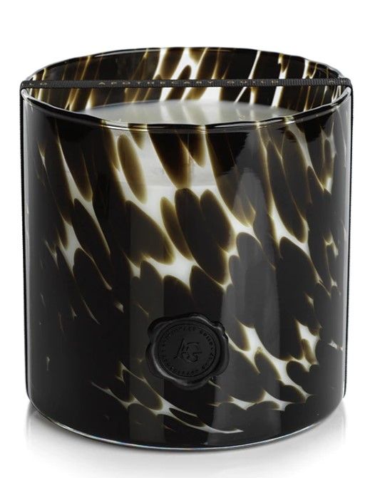3-Wick Black Opal Glass Black Fig Vetiver Candle 6"Dia.