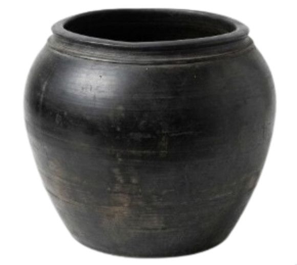 Large Hand-Crafted Black Planter 13"Dia. x 13.5"H