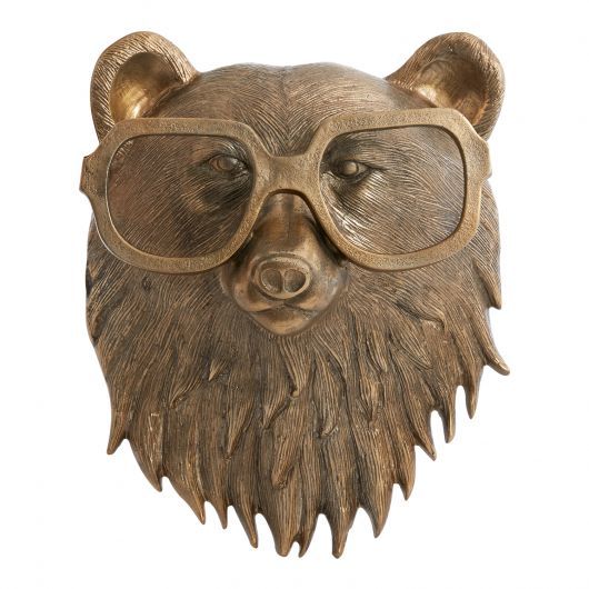 Antique Gold Metal Bear Wall Mount 13.5"L x 7"W x 16.5"H