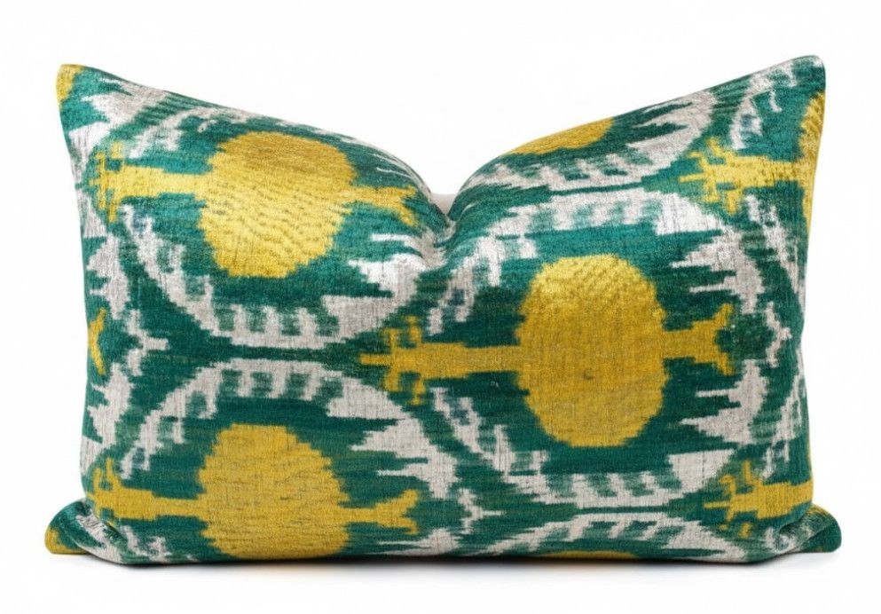 16x24 Green and Yellow Pineapple Silk Pillow