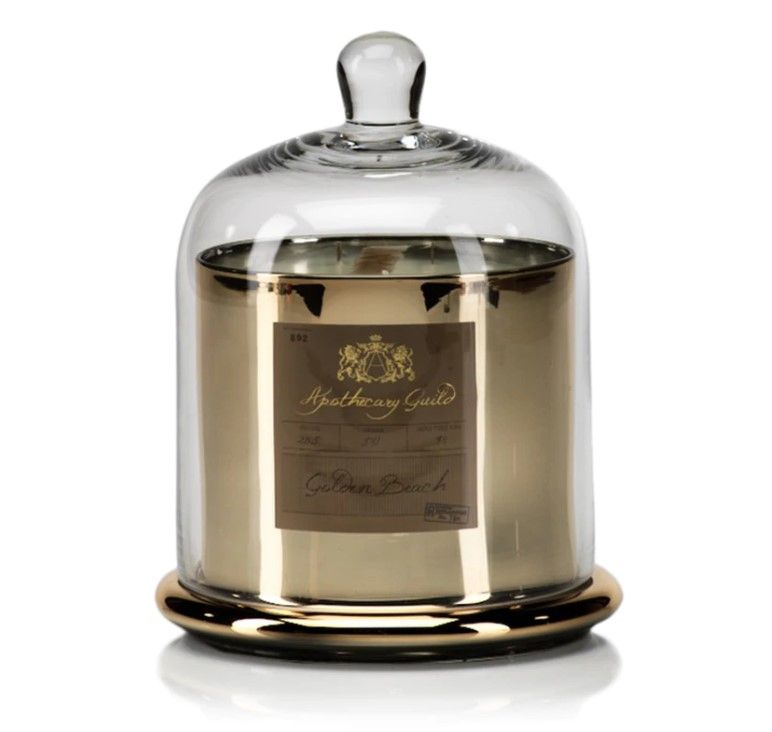 Golden Beach Canlde w/ Glass Cloche 5.25"Dia. x 7"H