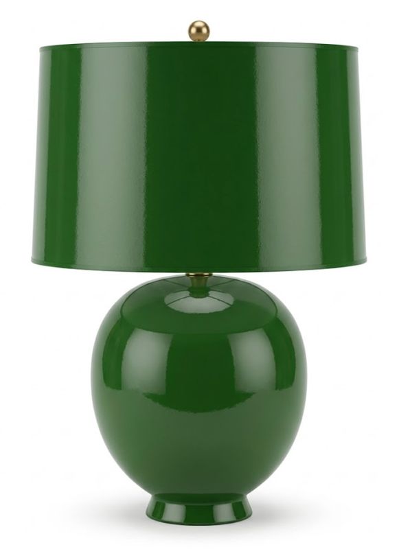 Cedar Green Ceramic Table Lamp with Two Tone Green and Grey Drum Shade 19"Dia. x 25"H