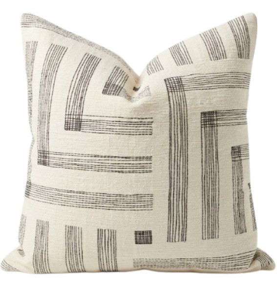 26x26 Designer Black and White Patterned Euro Pillow