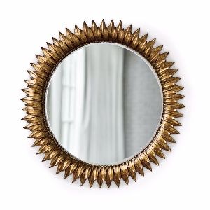 Round Antique Gold Sunflower Mirror 30"Dia.
