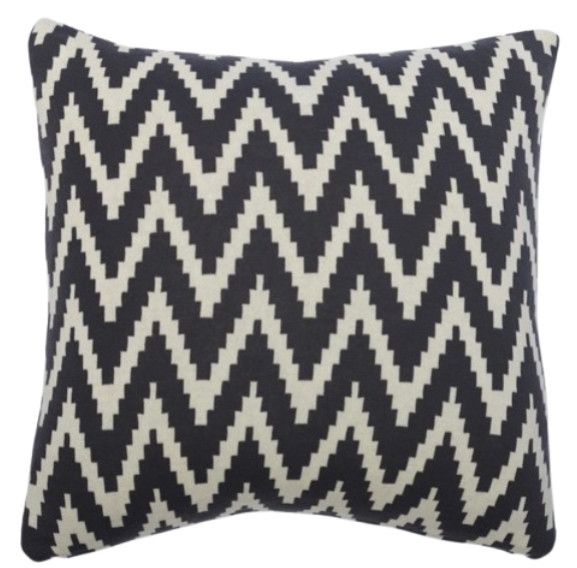 16x16 Gray and Natural Chevron Pillow