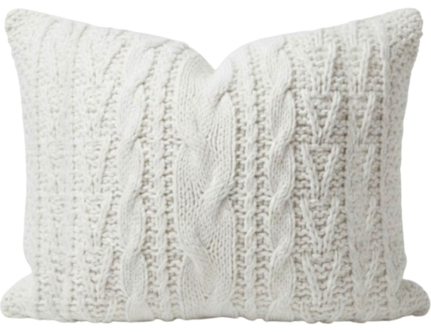 30x37 Oversized Cream Cable Knit Down Fill Pillow